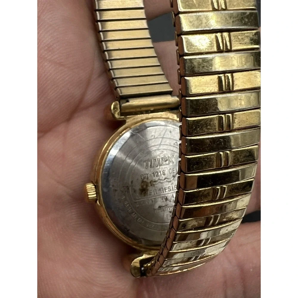 Timex Indiglo Gold Tone Stretch Band‎ Quartz Women's Watch Sz. 6